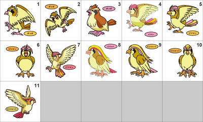 016, 017, 018 Pidgey, Pidgeotto, Pidgeot Pan Stickers Pokemon