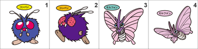 048, 049 Venonat, Venomoth Pan Stickers Pokemon