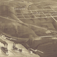 Bismarck, North Dakota in 1883 - Bird's Eye View Map, Aerial, Panorama, Vintage, Antique, Reproduction, Giclée, Framable, Fine Art, Wall Map - Thumbnail 3