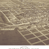 Bismarck, North Dakota in 1883 - Bird's Eye View Map, Aerial, Panorama, Vintage, Antique, Reproduction, Giclée, Framable, Fine Art, Wall Map - Thumbnail 1