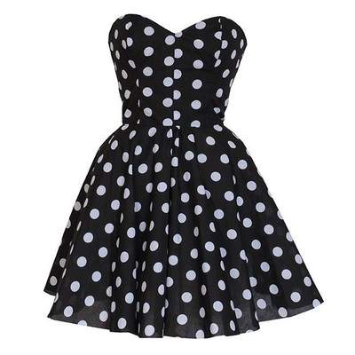  pin-up black polka dot prom party dress 