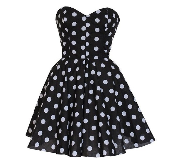  Pin-Up Black Polka Dot Prom Party Dress 