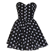  Pin-Up Black Polka Dot Prom Party Dress 
