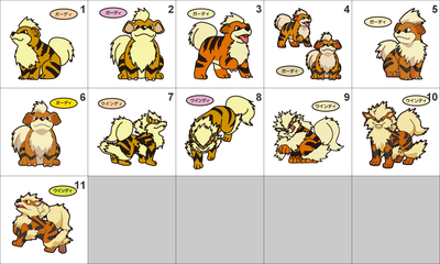 058, 059 Growlithe, Arcanine Pan Stickers Pokemon