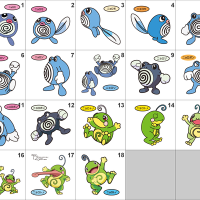 060, 061, 062, 186 poliwag, poliwhirl, poliwrath, politoed pan stickers pokemon - Thumbnail 5