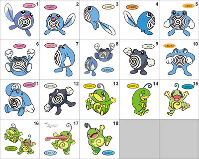 060, 061, 062, 186 Poliwag, Poliwhirl, Poliwrath, Politoed Pan Stickers Pokemon