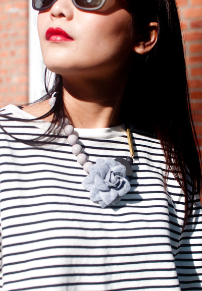 DIY Fabric Grey Flower Necklace NL0762