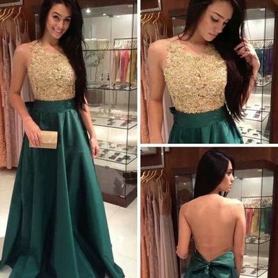 Elegant prom dress,embroidery prom dress,top sheer back prom dress,long prom dress,green prom dress,bds00087 - Thumbnail 5