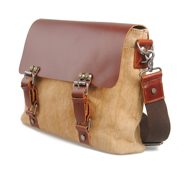 Karitco Canvas Leather Body Business Laptop Messenger Bag Shoulder Bag 2 Colors