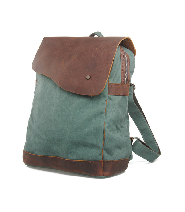 Karitco Retro Canvas Leather Messenger Bag Travel Backpack School Rucksack 2 Colors