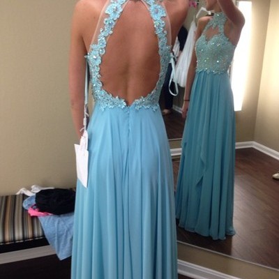 Unique high neck prom dress,hollow back prom dress,long prom dress,chiffon prom dress,bds00098 - Thumbnail 5