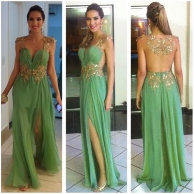 Green prom dress,sleeves prom dress,sweetheart prom dress,long prom dress,chiffon prom dress,bds00107 - Thumbnail 4
