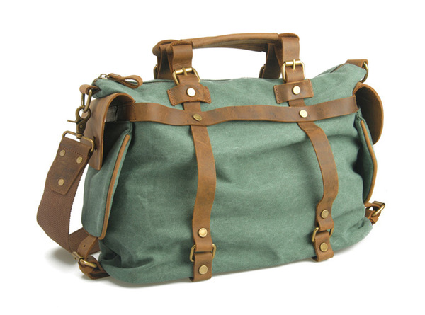 Karitco Large Capacity Unisex Canvas Leather Travel Bag Weekender Bag Luggage Bag 3 Colors 2 Sizes