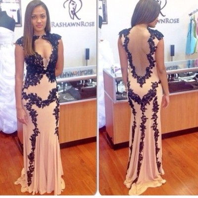 Unique black prom dress,lace prom dress,hollow neck prom dress,open back prom dress,long prom dress,chiffon prom dress,pink prom dresses,bds00110 - Thumbnail 4