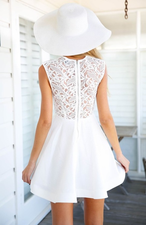 White Lace Waist Tutu Dress
