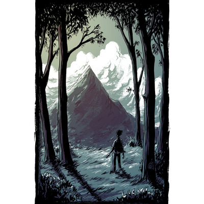 Hiker & the mountain - print