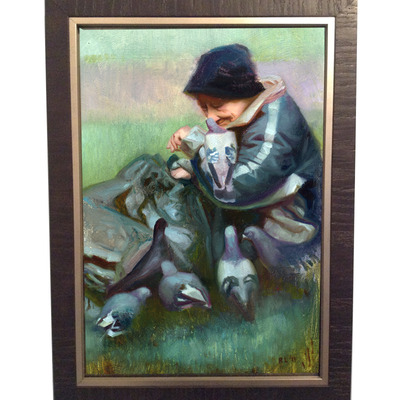 Feeding birds (framed)