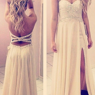 Sweetheart prom dress,open back prom dress,long prom dress,white prom dresses,sexy prom dress,bds00114 - Thumbnail 2