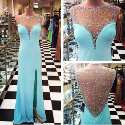 Blue prom dress,long prom dress,cheap prom dress,chiffon prom dresses,bds00115 - Thumbnail 5