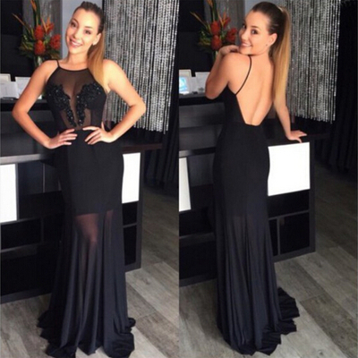 Black prom dress,open back prom dress,floor length prom dress,long prom dress,sexy prom dresses,bds00117