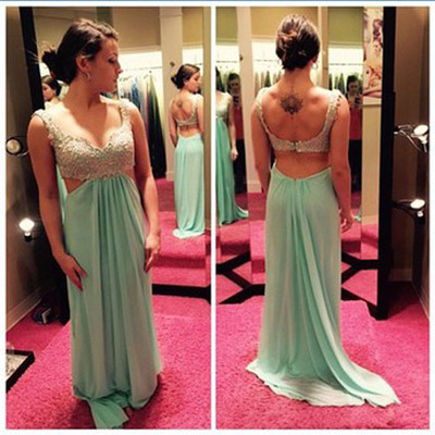 Mint prom dress,sexy prom dress,sweetheart prom dresses,open back prom dress,floor length prom dress,long prom dress,chiffon prom dress,bds00119 - Thumbnail 5