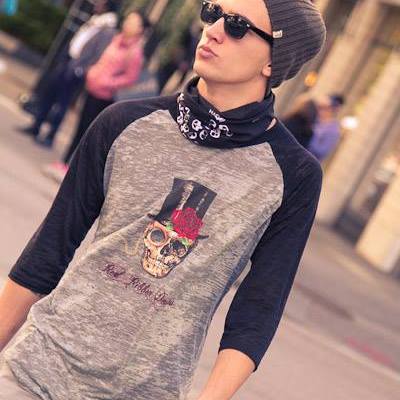 Edgar bones black/grey raglan