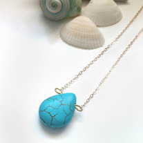 Turquoise Drop Necklace - 14k Gold Filled