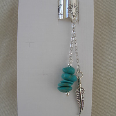 Turquoise/feather cuff - Thumbnail 5