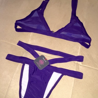 Purple strappy panel mesh 