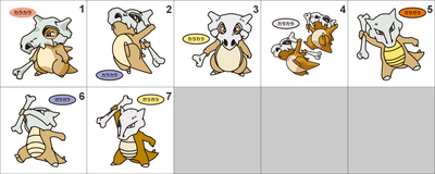 104, 105 Cubone, Marowak Pan Stickers Pokemon