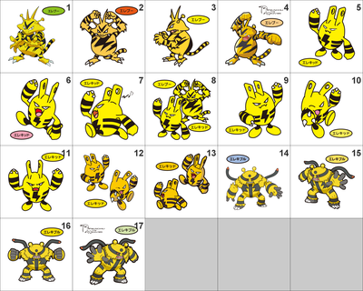 125, 239, 466 Electabuzz, Elekid, Electivire Pan Stickers Pokemon