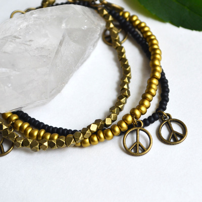 Peace out, peace bracelets, stacking bracelets, beaded bracelets, boho, hippie bracelets, summer jewelry - Thumbnail 3