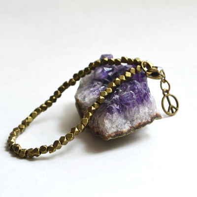 Peace sign bracelet, peace bracelet, yoga, yogi jewelry, simple peace bracelet - Thumbnail 5