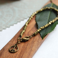 Peace Sign Bracelet, Peace Bracelet, Yoga, Yogi Jewelry, Simple Peace Bracelet - Thumbnail 3