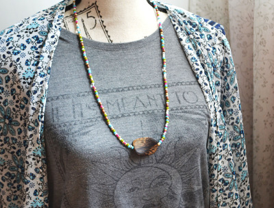 Long Necklace, Wood Necklace, Beaded Necklace, Summer Jewelry, Colorful Bead Necklace