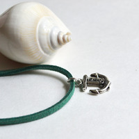 Anchor Choker, Nautical Necklace, Short Necklace, Anchor Jewelry, Ocean Jewelry - Thumbnail 1