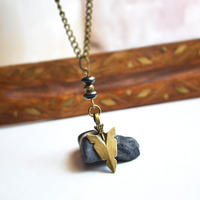 Arrowhead Necklace Women and Men, Spring Jewelry Aztec Arrowhead Necklace Gift, Small Rustic Brass Arrrowhead Pendant, Tribal Jewelry Gift - Thumbnail 1