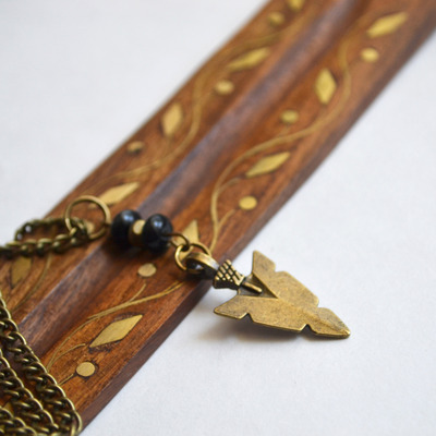 Arrowhead necklace women and men, spring jewelry aztec arrowhead necklace gift, small rustic brass arrrowhead pendant, tribal jewelry gift - Thumbnail 4