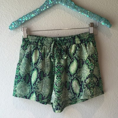 Green & Navy Snakeskin Print Shorts