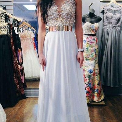 White prom dress, long prom dress, prom dress 2016, long party dress, long evening dress, dress gown,bds00145 - Thumbnail 4