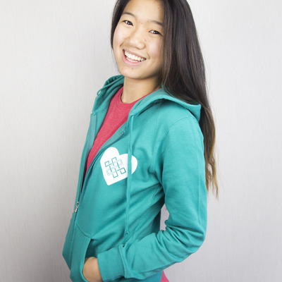 Adopteen heart lightweight zip-hoodie - teal