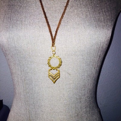 Unique pendant on long leather cord