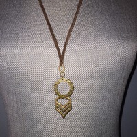 Unique Pendant on long leather cord - Thumbnail 1