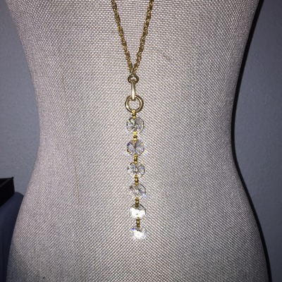 Long gold chain with 6 crystals