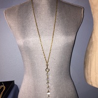 Long gold chain with 6 crystals - Thumbnail 1