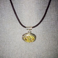 Leather cord with tiger statement pendant - Thumbnail 1