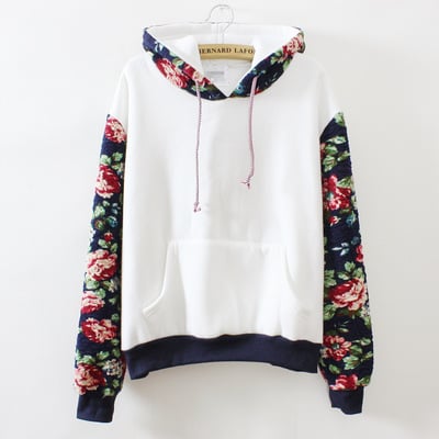 Harajuku retro solid color flowers sleeve hoodie