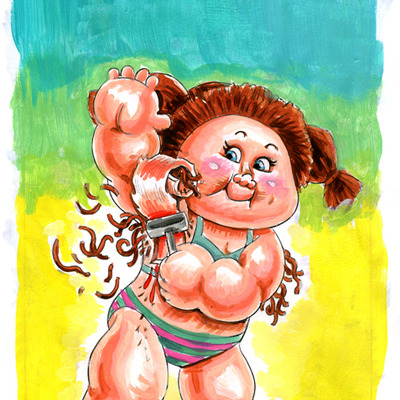 #4 of 10 garbage pail kids' kids shorned shauna / shaggy maggie color rough - garbage pail kids 30th anniversary set - Thumbnail 5