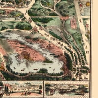 Central Park, New York in 1860- Bird's Eye View, Aerial, Panorama, Vintage, Antique Map, Reproduction, Giclée, Fine Art, Wall Map, History - Thumbnail 3