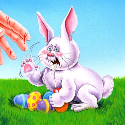 #9 of 10 garbage pail pets  "ralph rabbit / rabid ravi" final art - garbage pail kids 30th anniversary set - Thumbnail 3